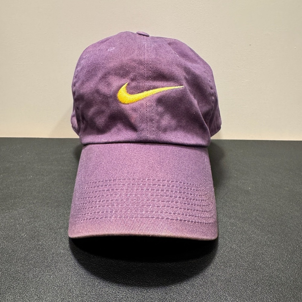 Nike Hat Cap Purple Yellow Swoosh Heritage 86‎ Strap Back Outdoor Casual OSFA